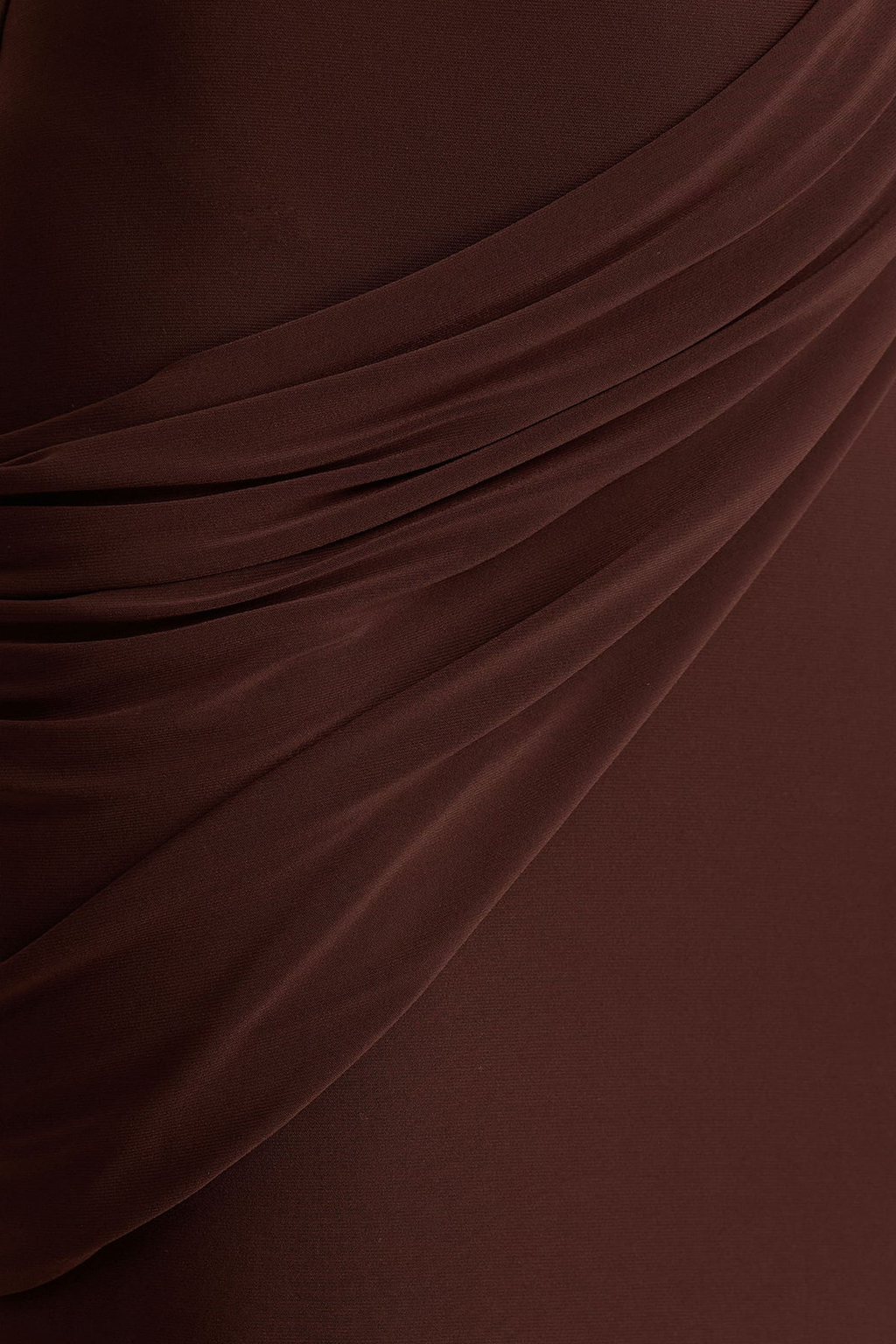 Dimosthenis Bodycon Ruch Fringe Maxi Dress In Brown