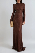 Dipali High Neck Rhinestone Maxi Dress