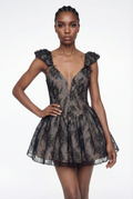 Domantas Plunge Lace Mini Dress