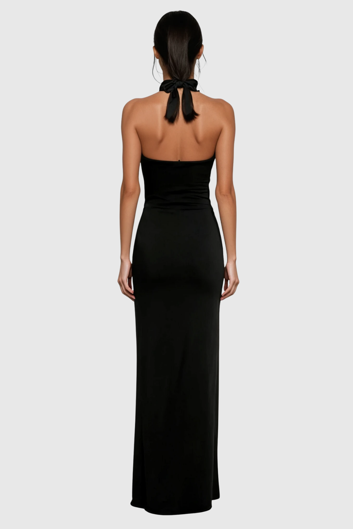 Dor Halter Neck Embellished Maxi Dress In Black
