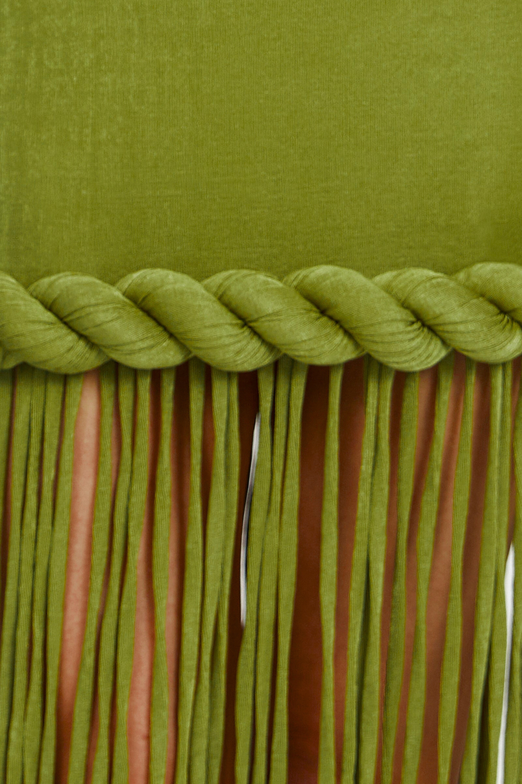 Dorel Halter Neck Twist Fringe Maxi Dress In Green