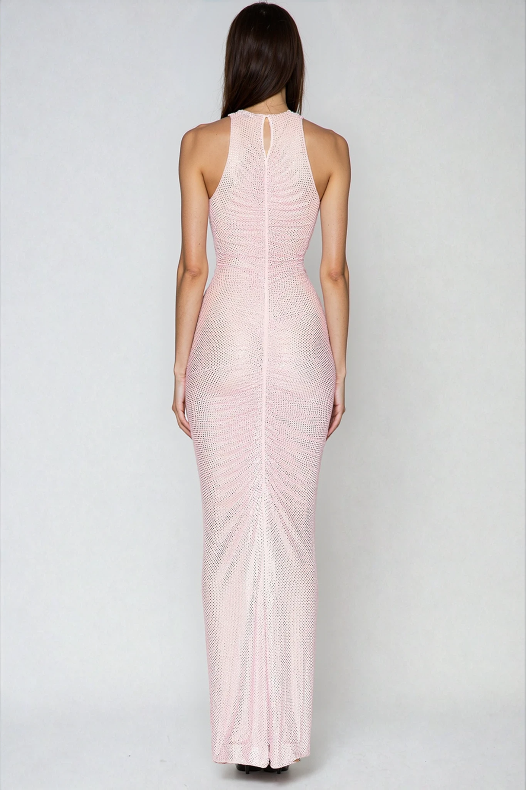 Dory Sleeveless Ruch Rhinestone Maxi Dress