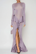 Doug Backless Ruffle Maxi Dress In Purple