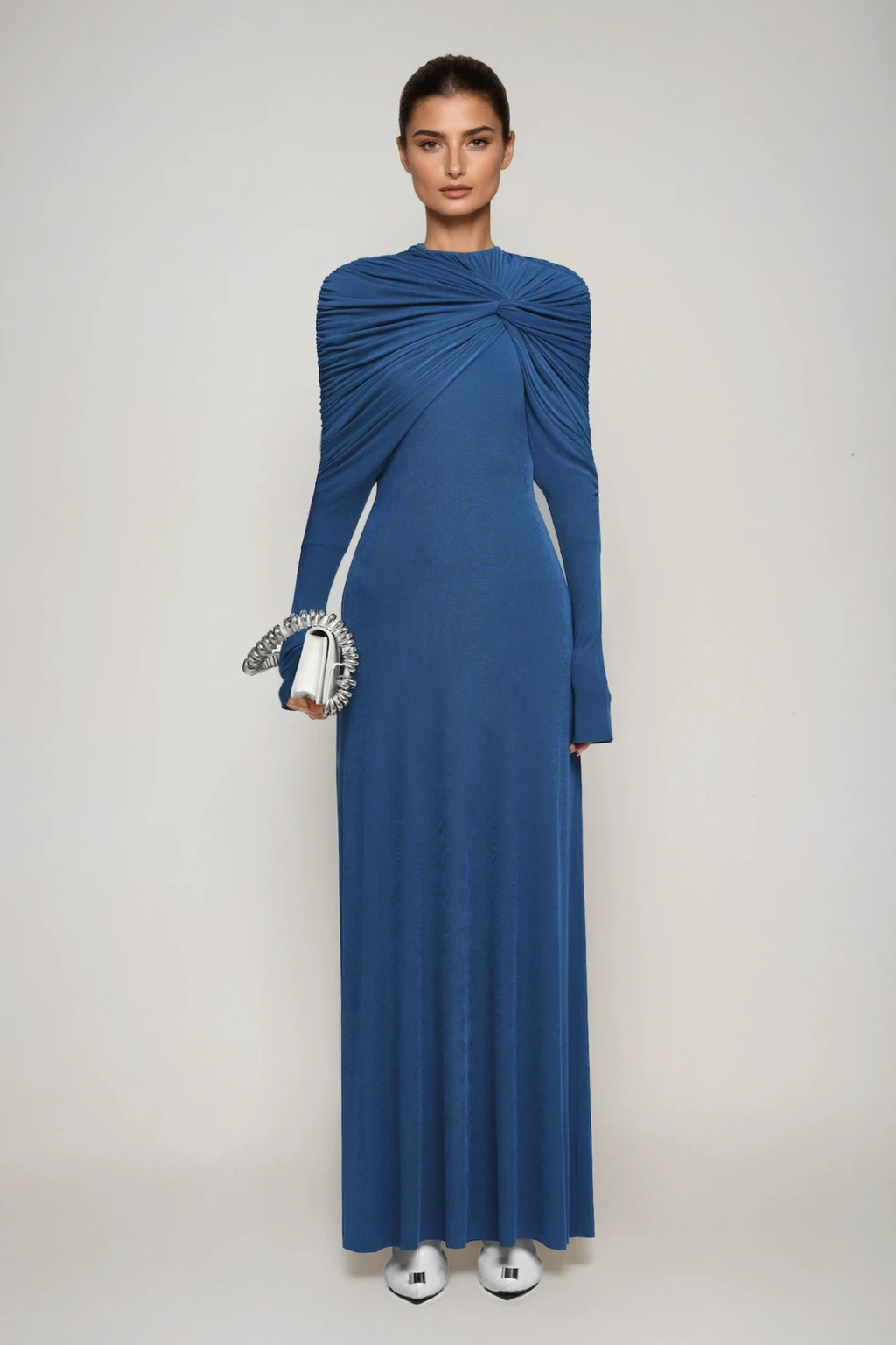 Douglass Ruch Shawl Maxi Dress In Blue