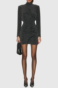 Duaa High Neck Rhinestone Mini Dress
