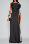 Dubaku One Shoulder Lace Maxi Dress