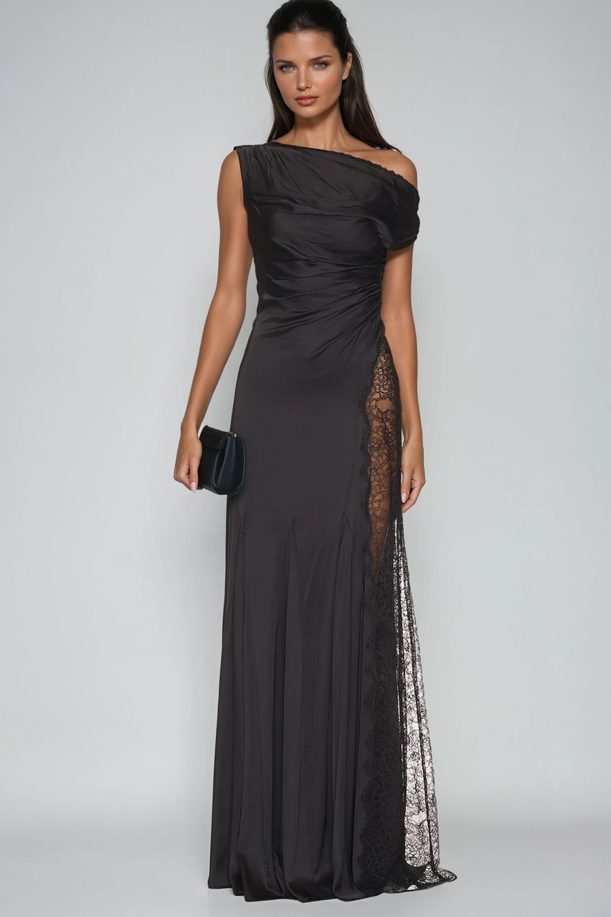Dubaku One Shoulder Lace Maxi Dress
