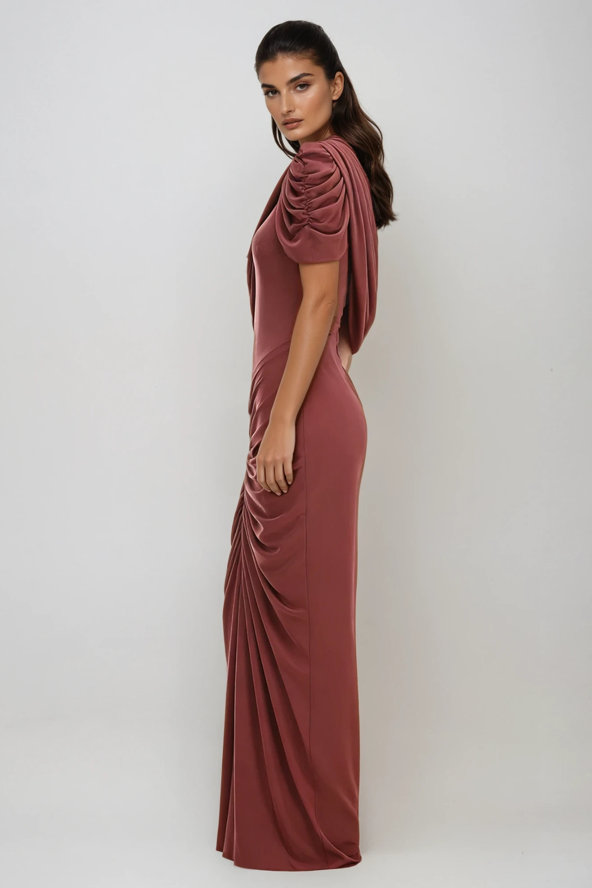 Dumitrita Draped Shawl Maxi Dress