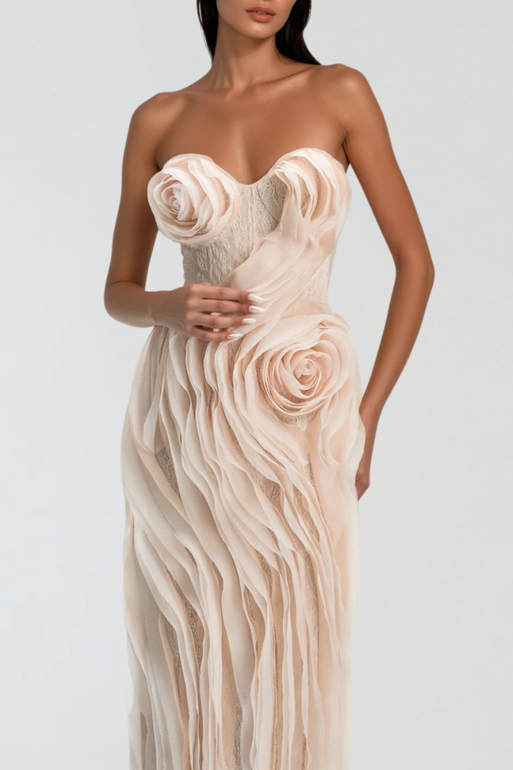 Duong Strapless Flower Maxi Dress