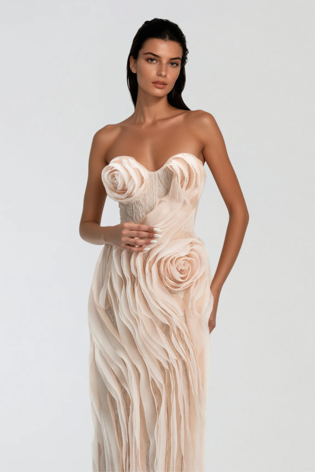 Duong Strapless Flower Maxi Dress