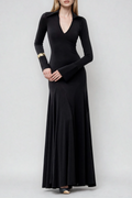 Durans Bell Sleeve Plunge Maxi Dress