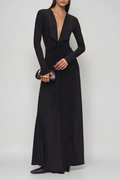 Durans Plunge Ruch Maxi Dress