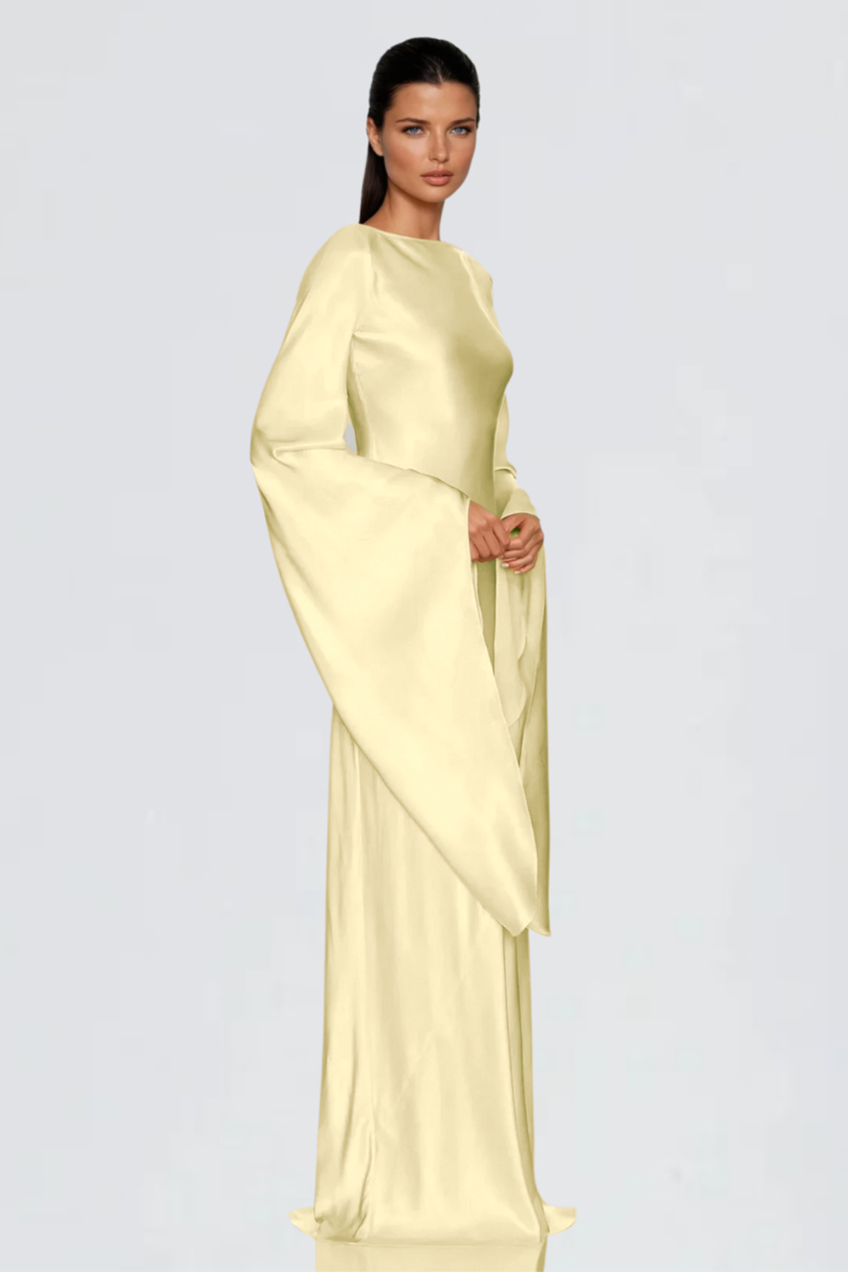 Durante Bell Sleeve Satin Maxi Dress