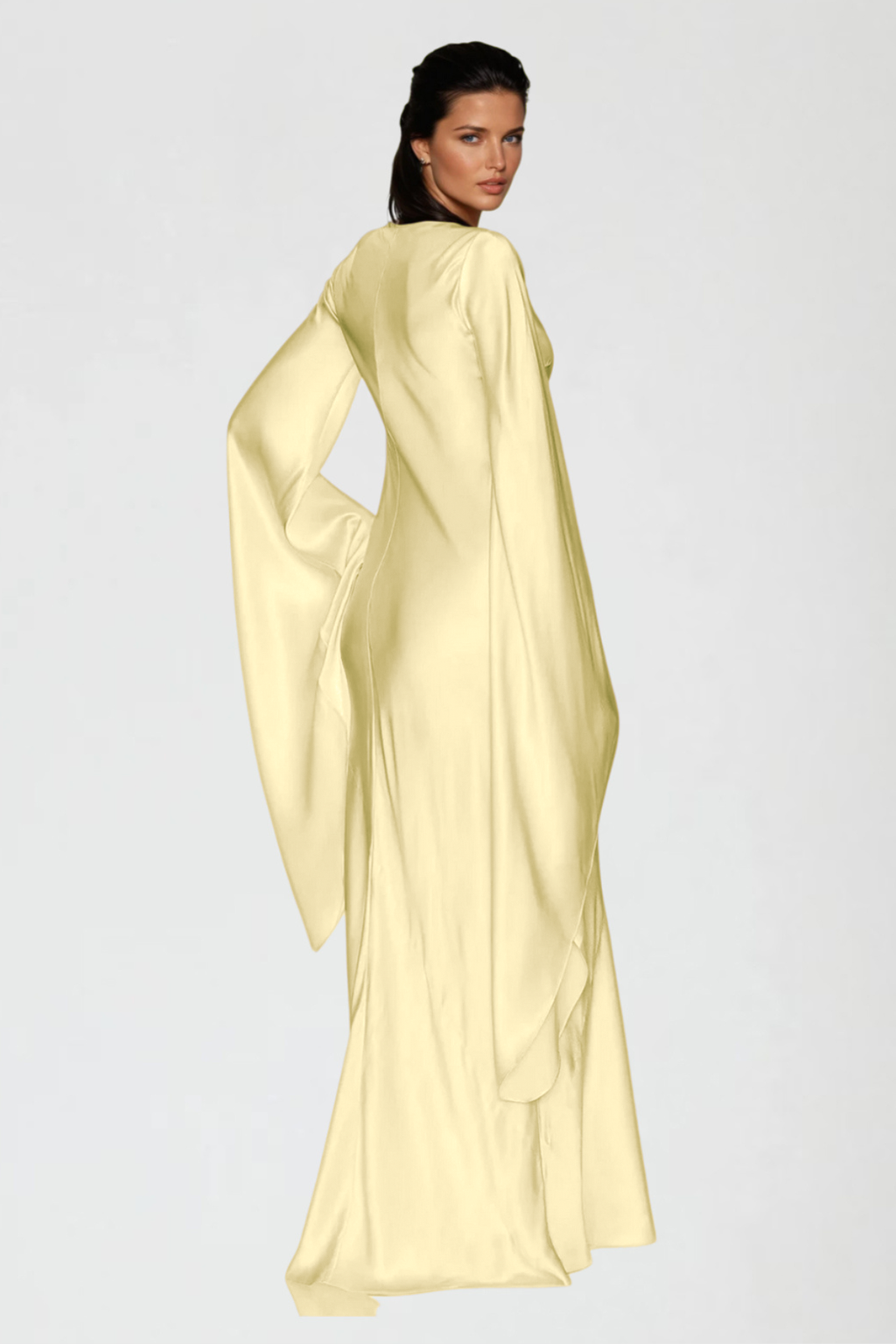 Durante Bell Sleeve Satin Maxi Dress