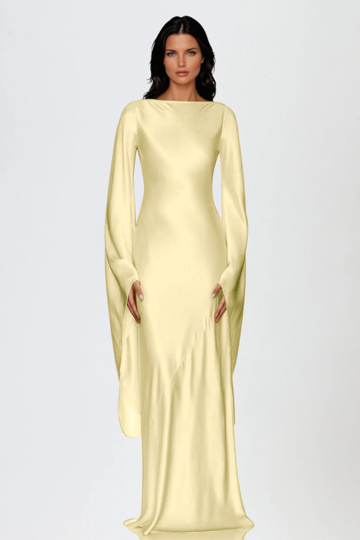 Durante Bell Sleeve Satin Maxi Dress