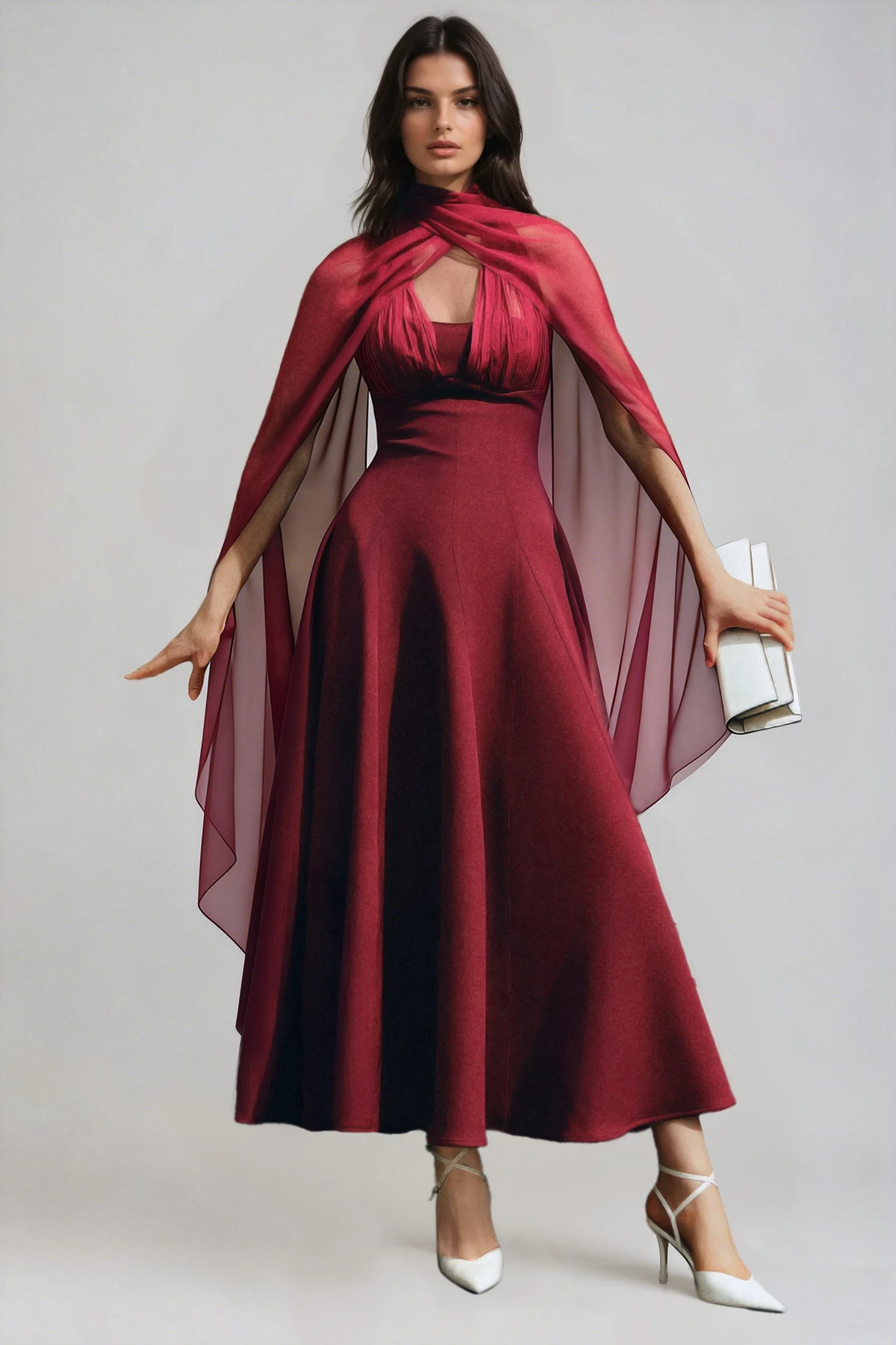 Dusana Mesh Shawl Maxi Dress