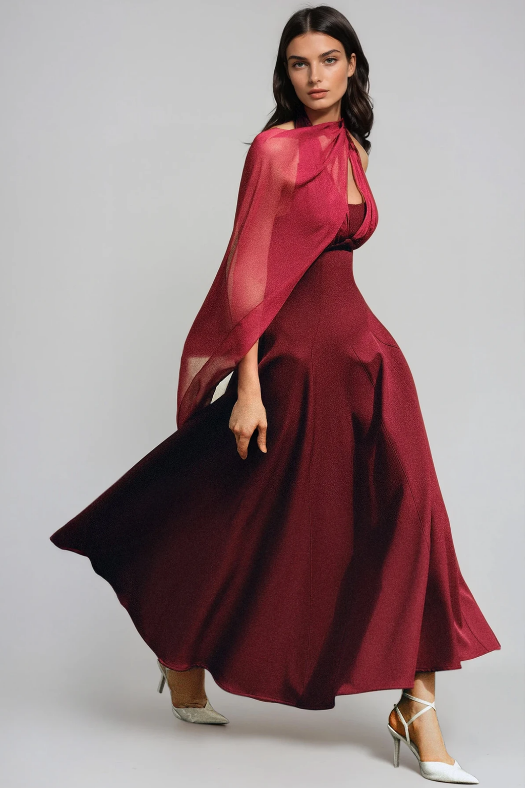 Dusana Mesh Shawl Maxi Dress