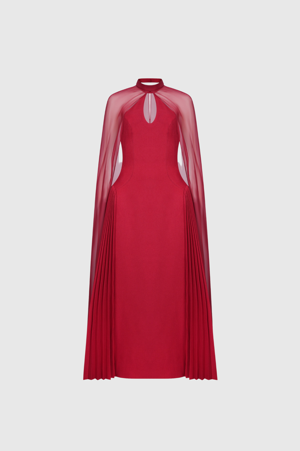 Dusana Pleated Mesh Shawl Maxi Dress