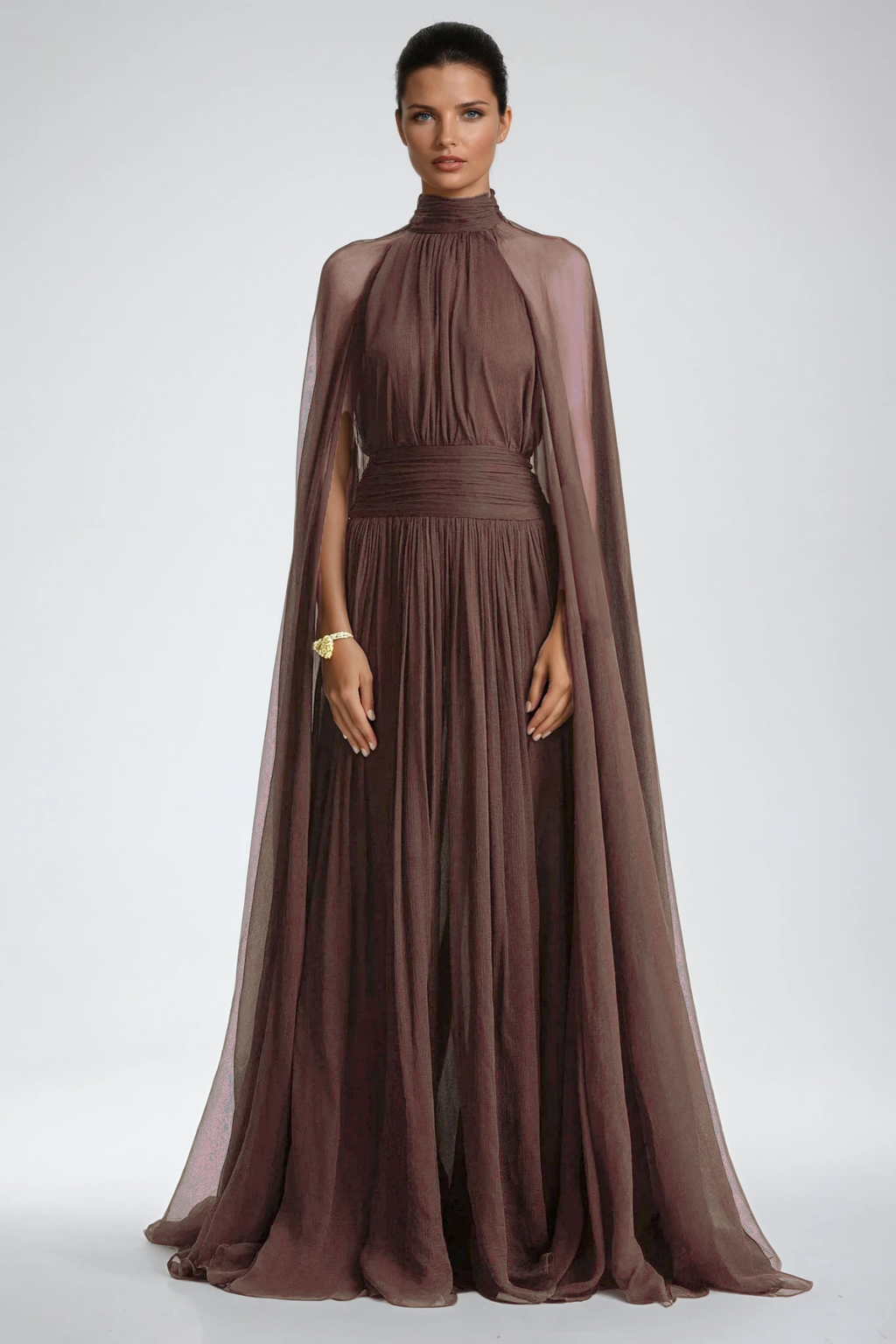 Dylan Backless Ruch Mesh Maxi Dress
