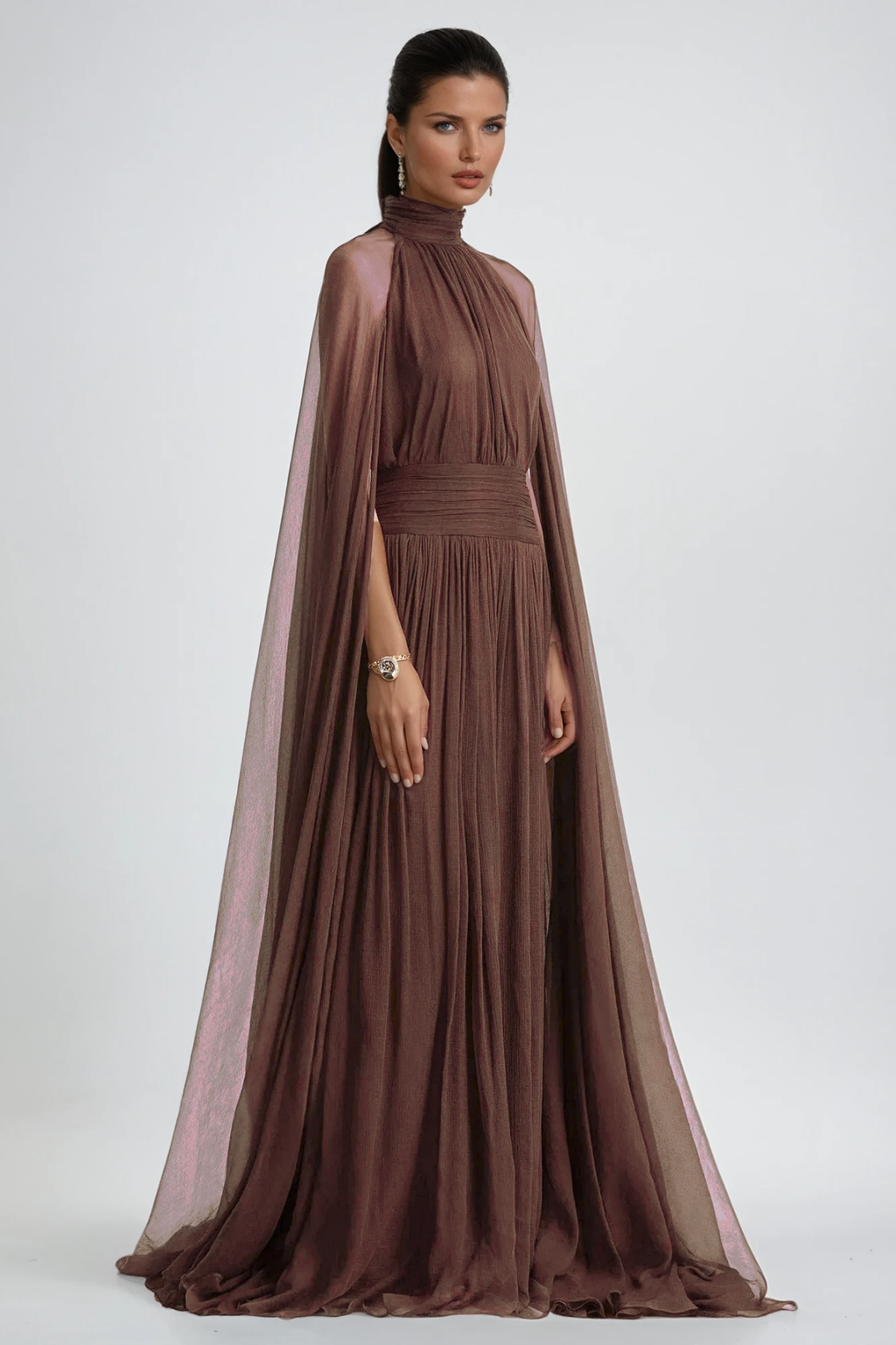 Dylan Backless Ruch Mesh Maxi Dress