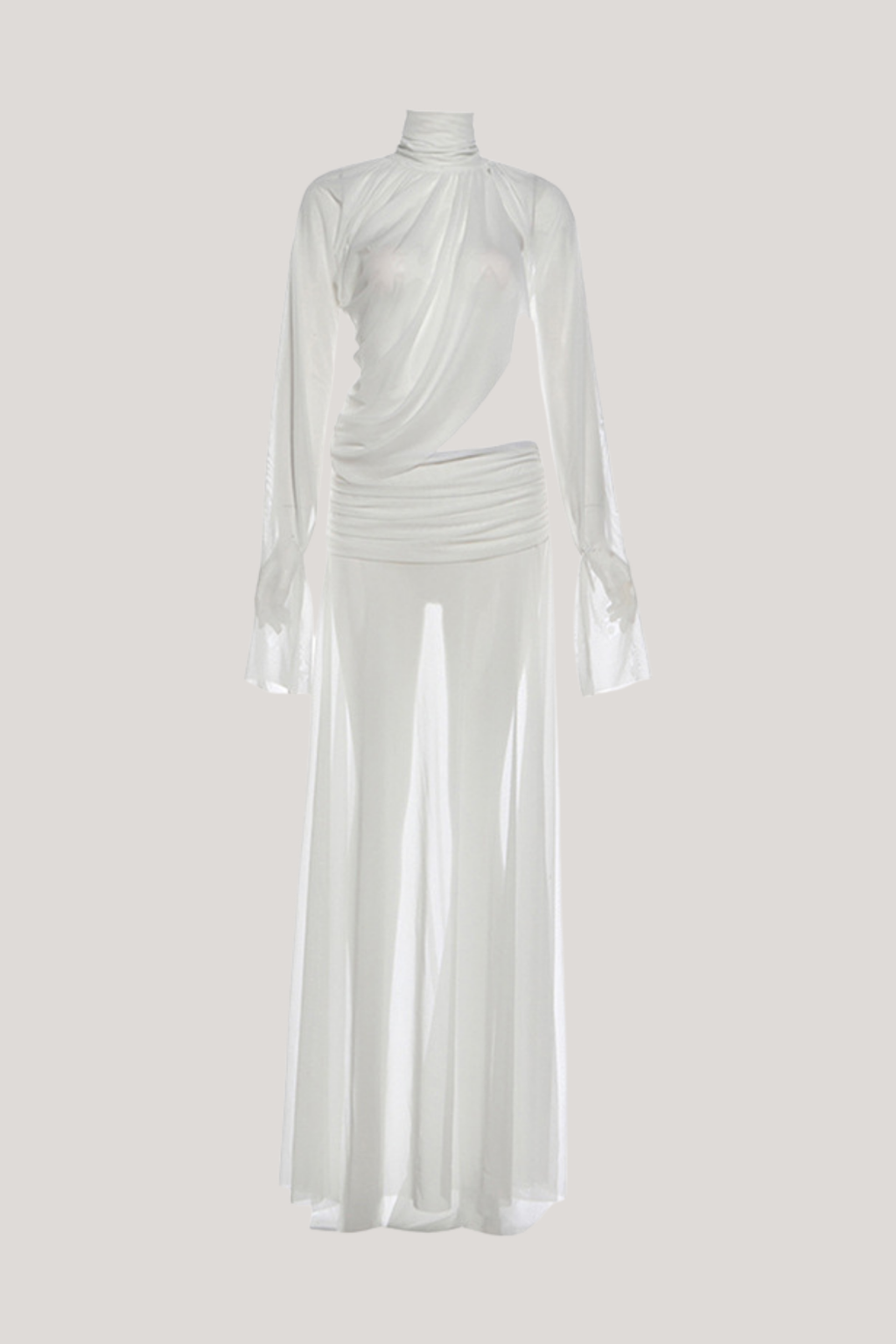 Dzhokhar Cutout Ruch Split Maxi Dress