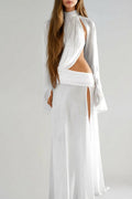 Dzhokhar Cutout Ruch Split Maxi Dress