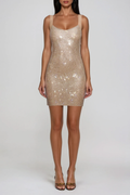 Dzintra Sleeveless Rhinestone Bodycon Mini Dress