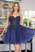 ROSEMARY A-LINE MINI DRESS - NAVY BLUE