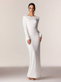 Ealasaid Backless Long Sleeve Maxi Dress