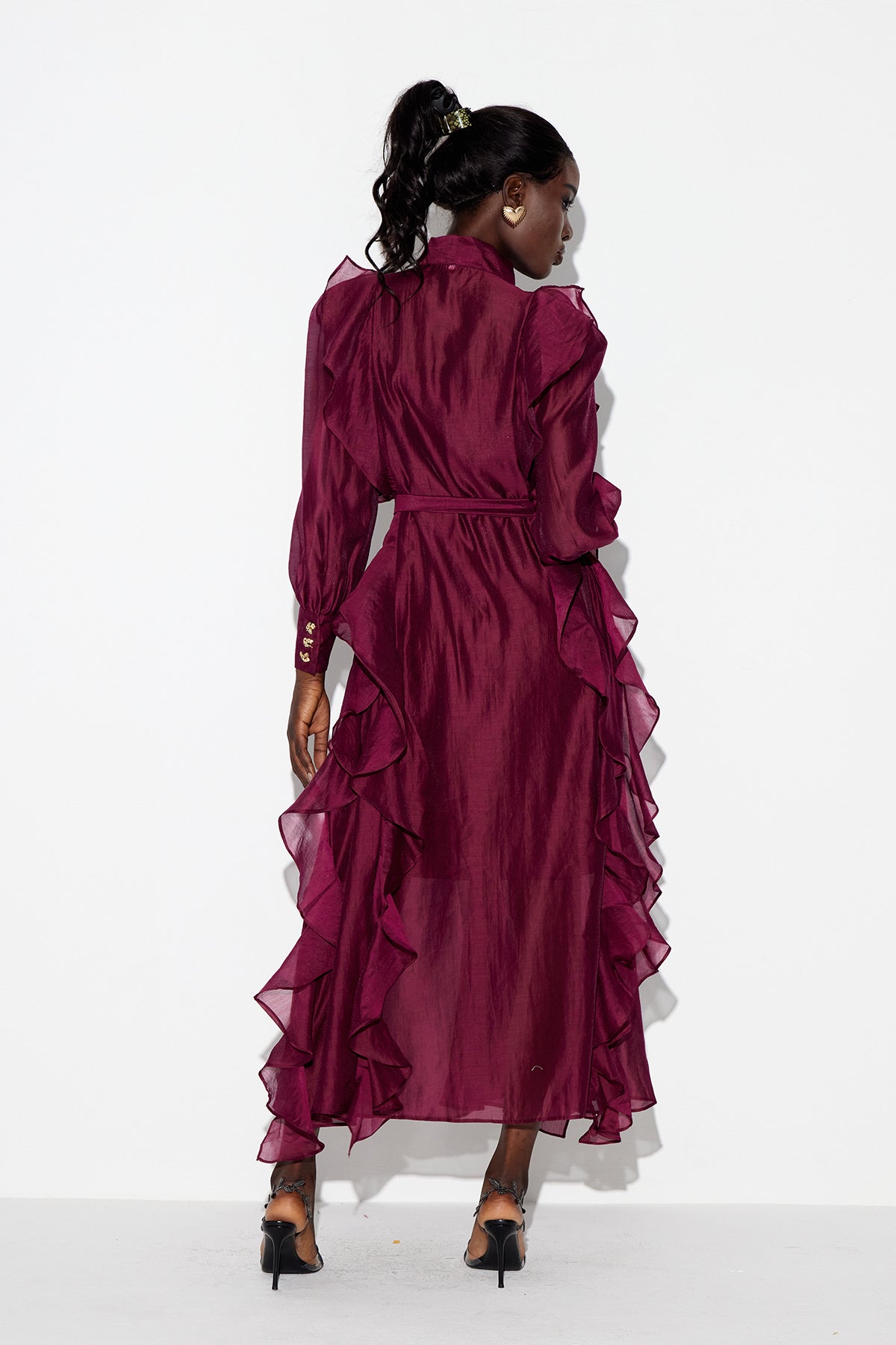 Earleen Ruffle Maxi Dress In Purple