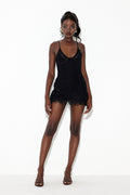Eckhart Fringe Spaghetti Knit Mini Dress