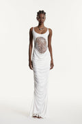 Edlira Spaghetti Ruch Lace Maxi Dress