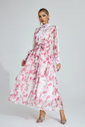 Egbert Pink Floral Chiffon Maxi Dress.