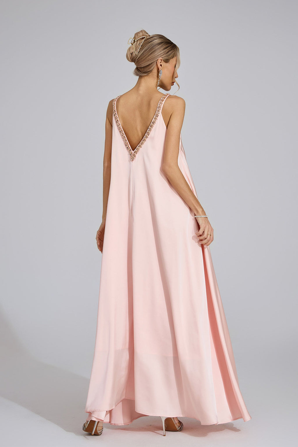 Eira Pink Satin Maxi Dress