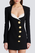 Eirian Asymmetric Buttoned Mini Dress