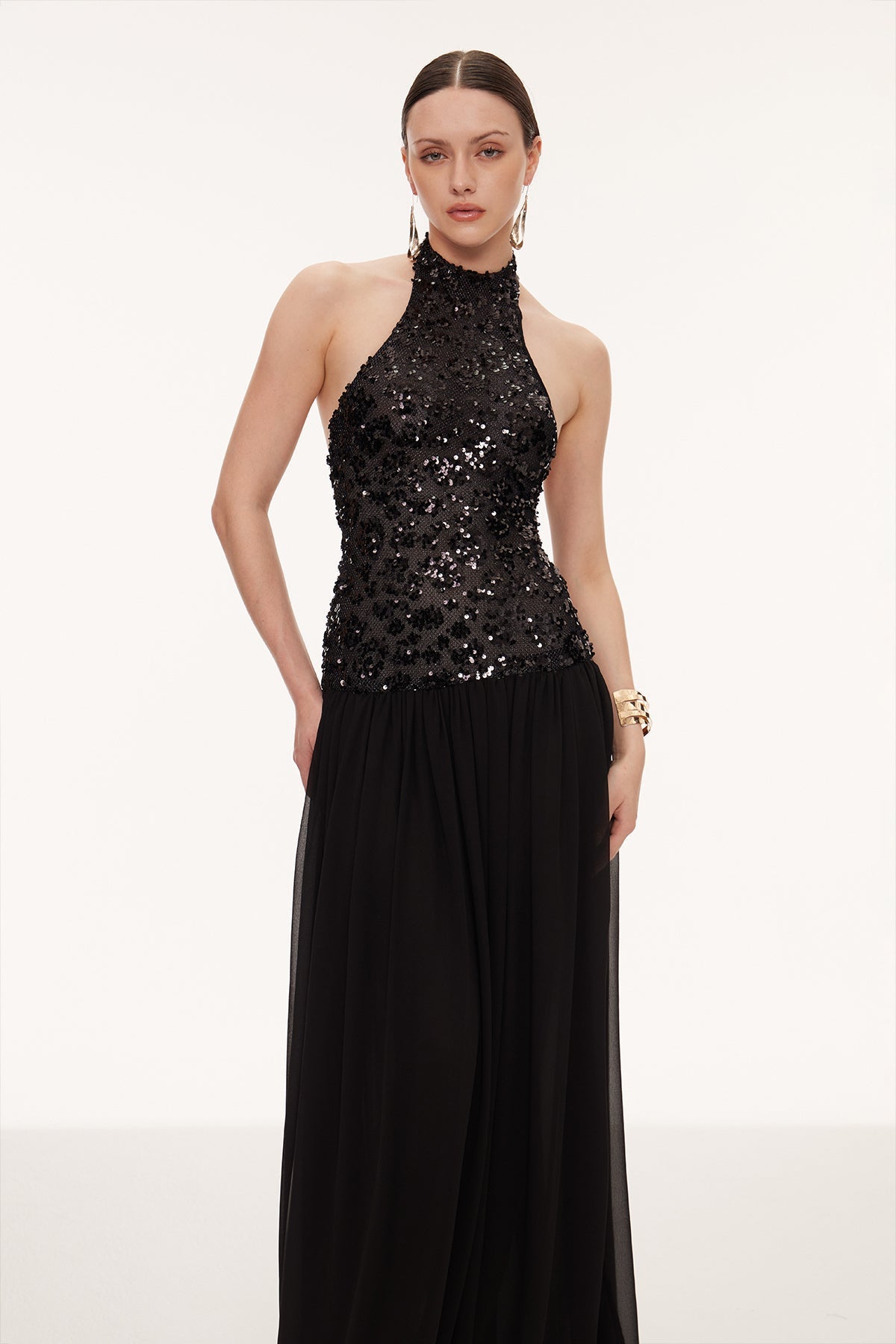 Eivind Tank Top Sequin Mesh Maxi Dress