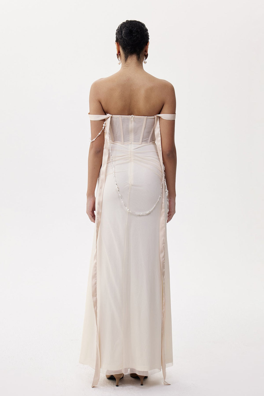 Eleftherios Corset Pearl Chain Maxi Dress