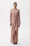 Eleutherios Tie Up Satin Maxi Dress