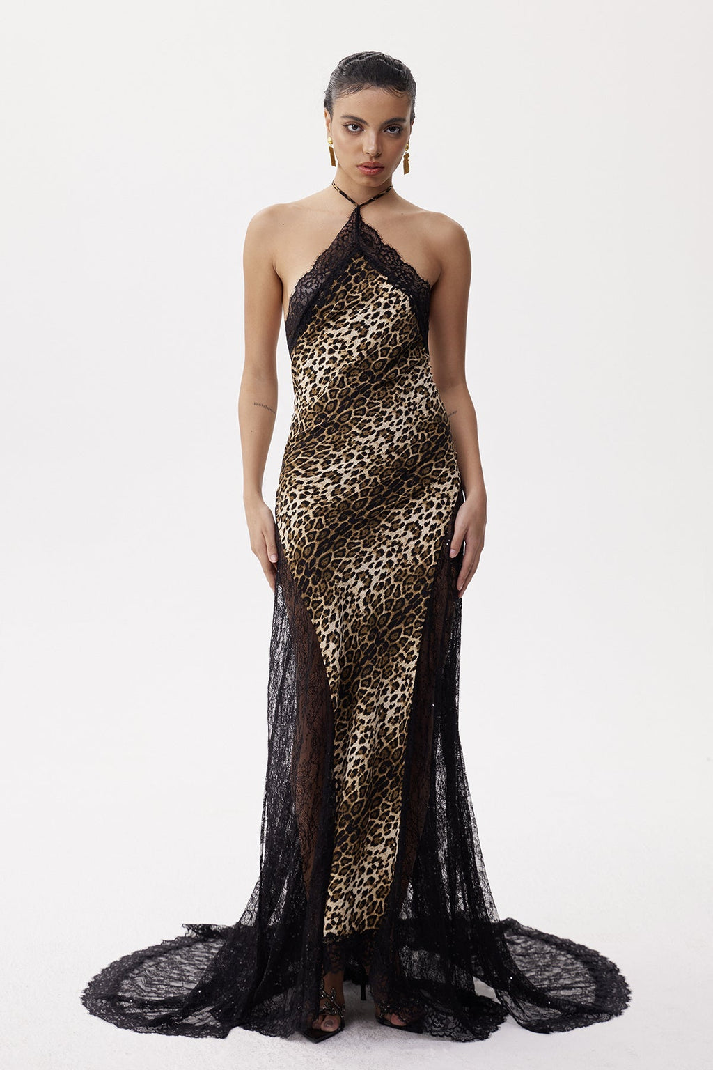 Elif Lace Leopard Maxi Dress