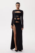 Elija Cutout Split Mesh Maxi Dress