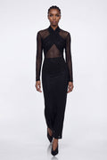 Elis Rhinestone Mesh Maxi Dress