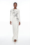 Elisie Flower Embroidered Crystal Maxi Dress