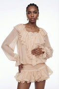 Eliya Embroidered Ruffe Mini Dress