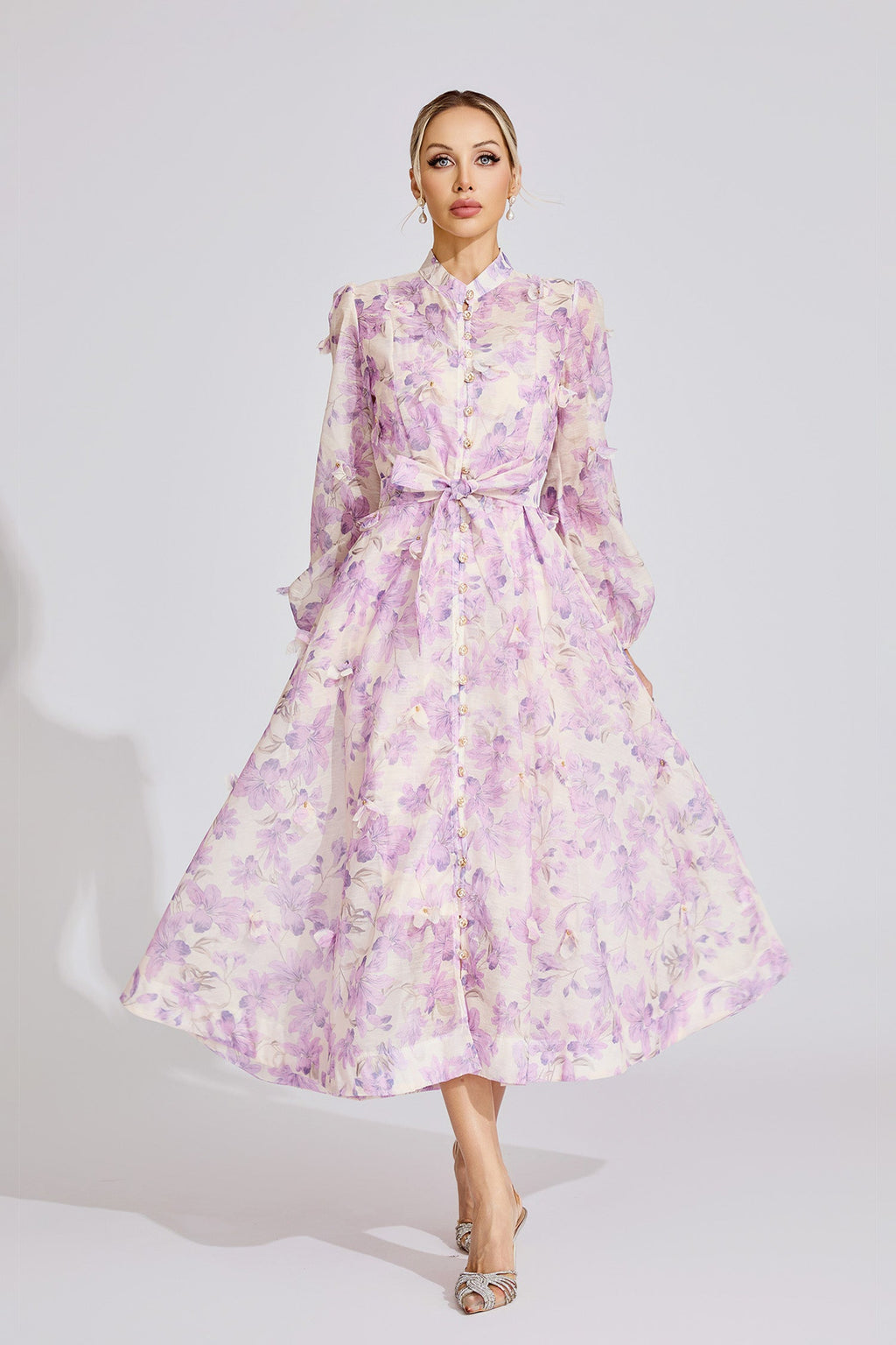 Elara Purple Floral Maxi Dress