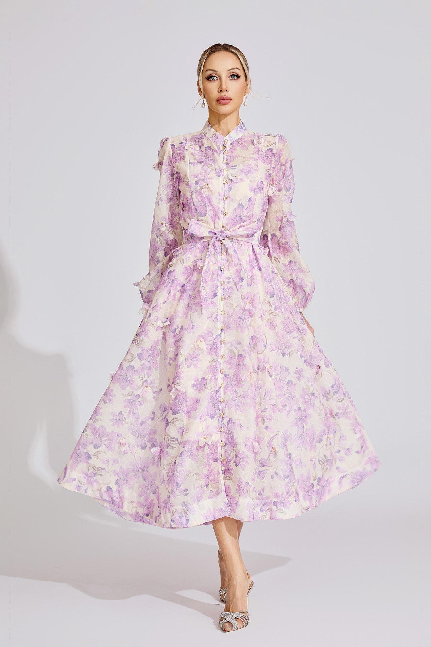 Elara Purple Floral Maxi Dress