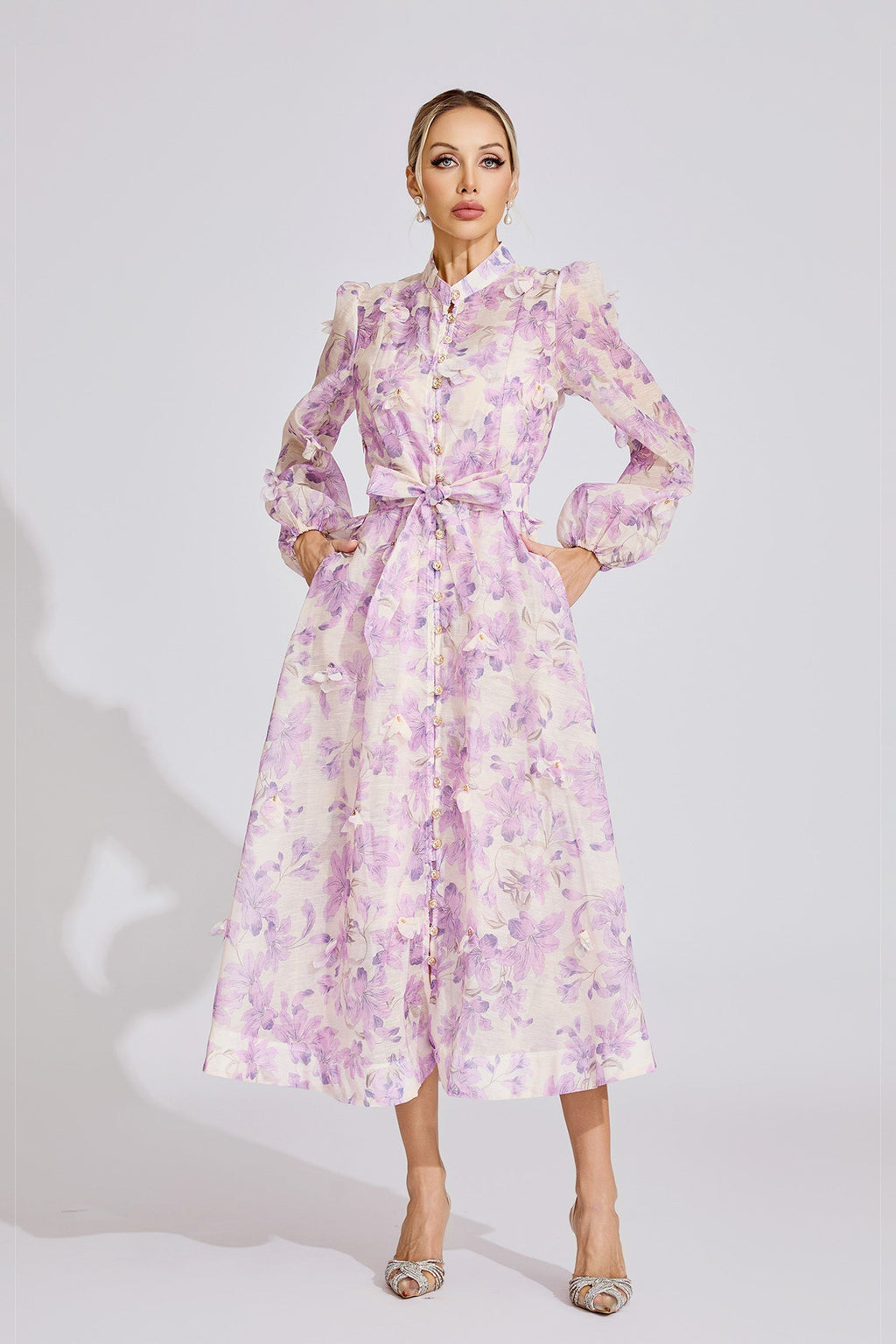 Elara Purple Floral Maxi Dress