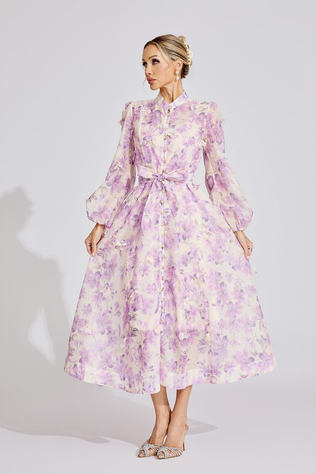 Elara Purple Floral Maxi Dress
