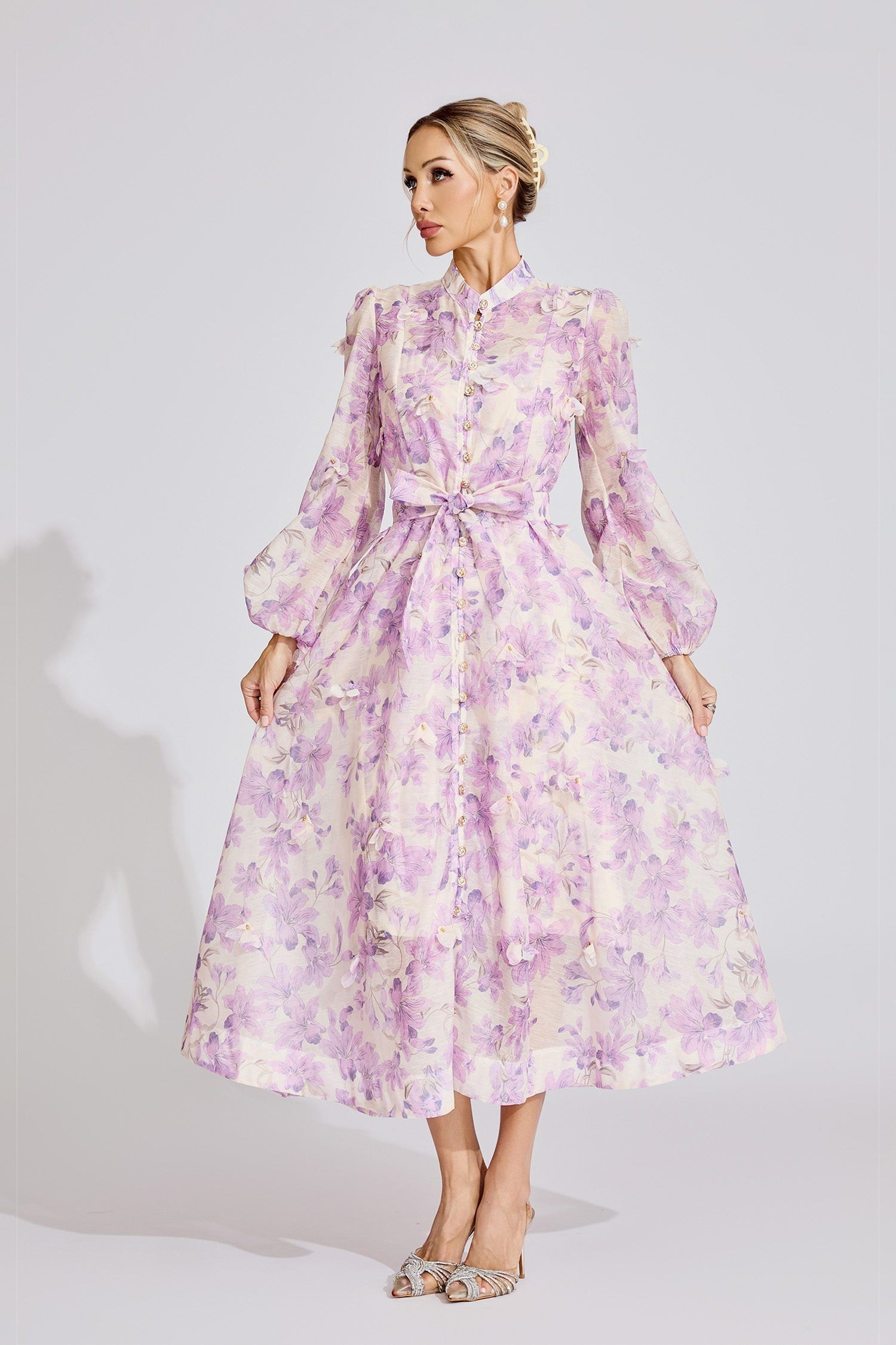 Elara Purple Floral Maxi Dress