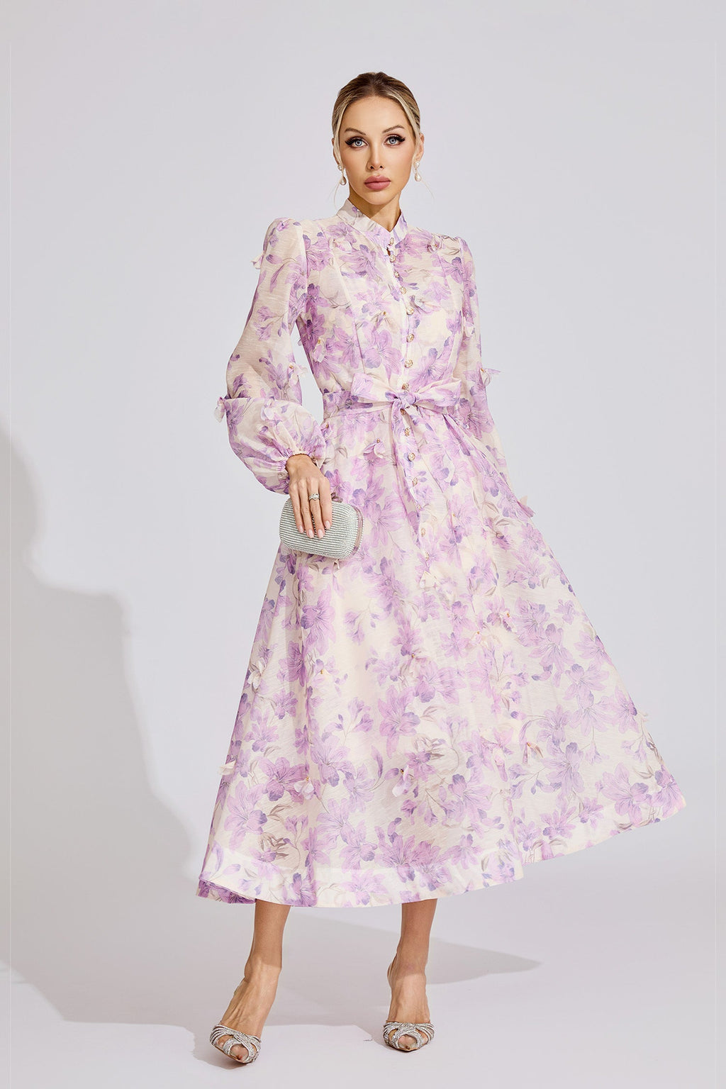 Elara Purple Floral Maxi Dress