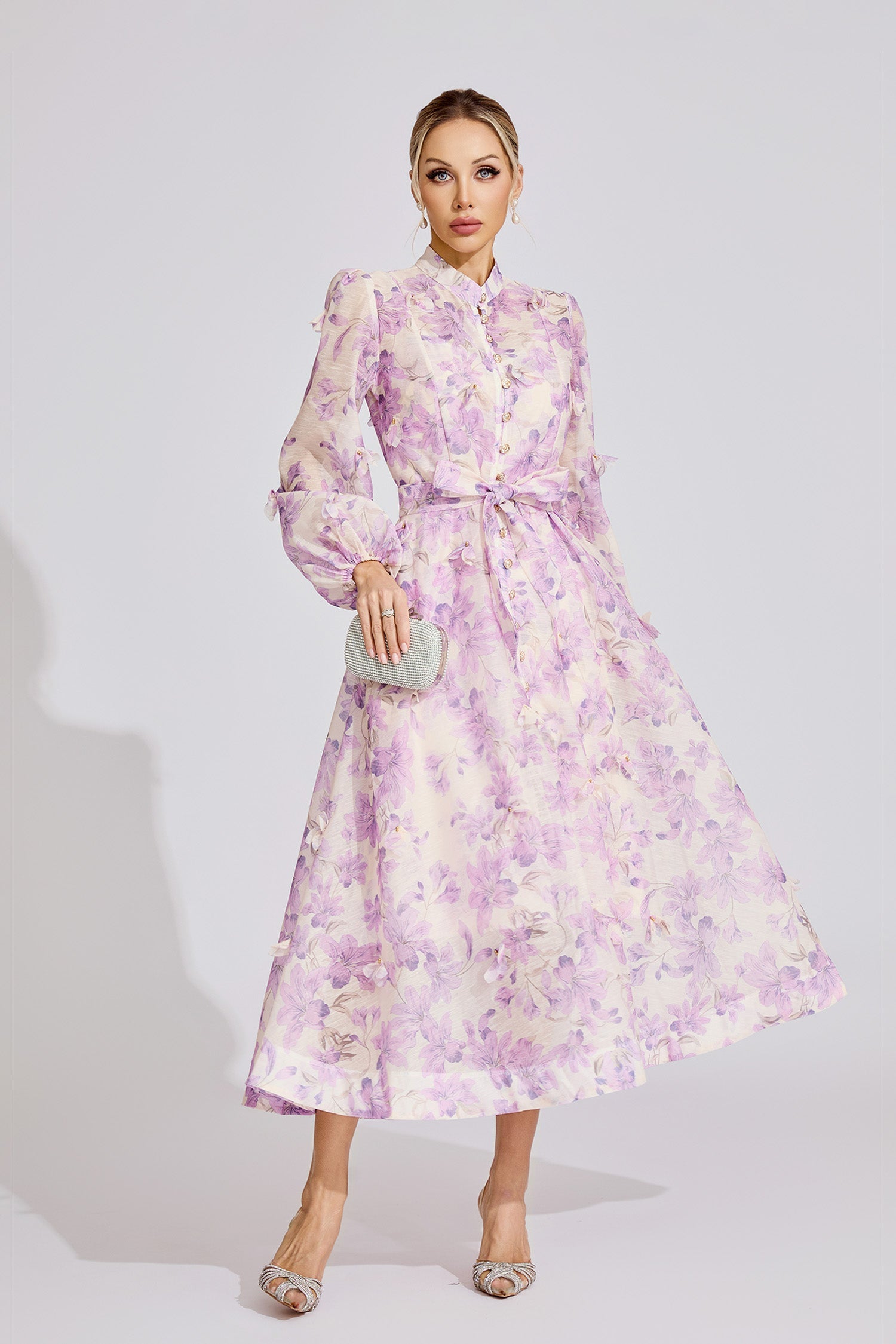 Elara Purple Floral Maxi Dress